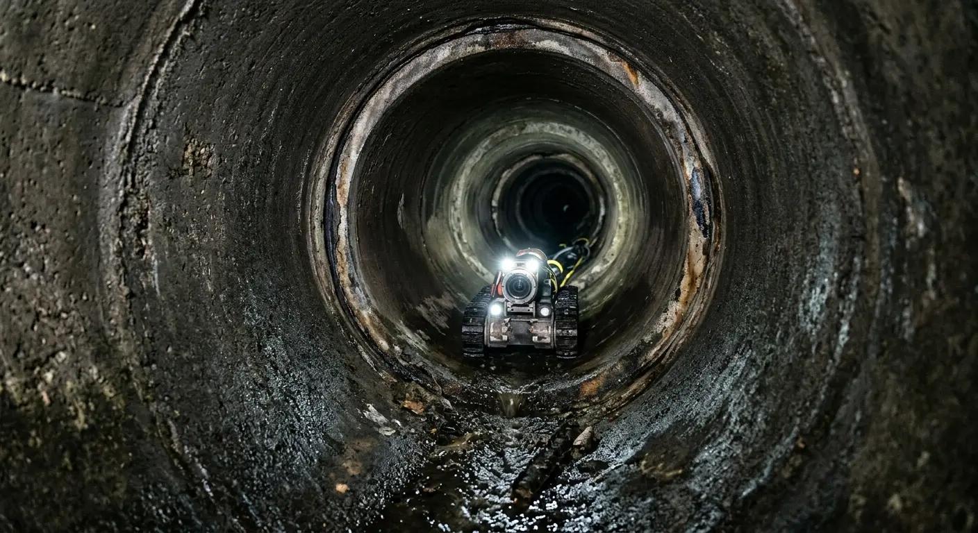 Robotic sewer camera inspecting pipe interior for Sewer Line Repair in Reminderville